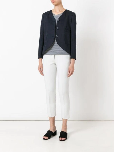 Shop Jil Sander Navy Curved Hem Jacket - Blue