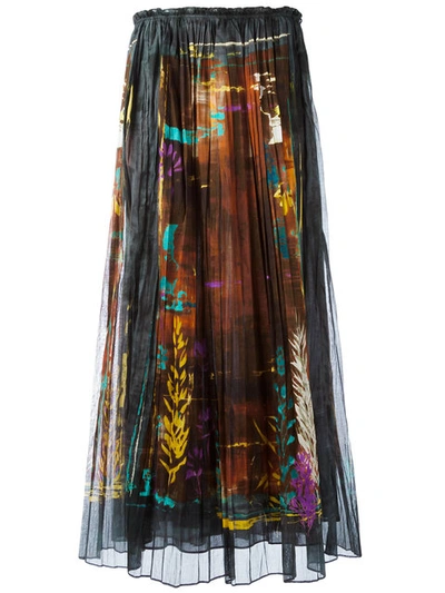 Valentino Print Pleated Skirt