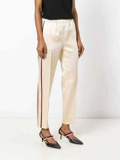 Shop Gucci Web-trimmed Trousers In Neutrals