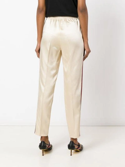Shop Gucci Web-trimmed Trousers In Neutrals