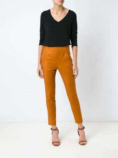 Shop Andrea Marques Skinny Trousers - Yellow & Orange