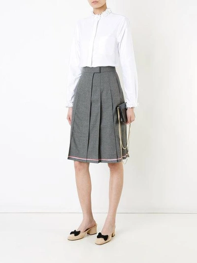 Shop Thom Browne Pleated Skirt - Grey