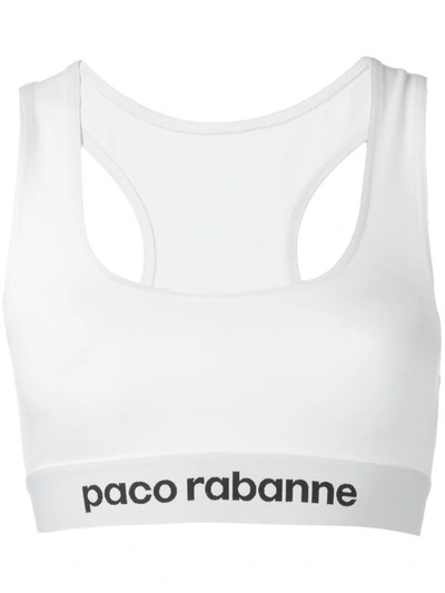 Rabanne Logo短款坦克背心 In White