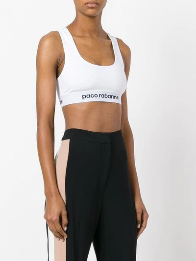 Shop Paco Rabanne Logo Cropped Tank Top In White