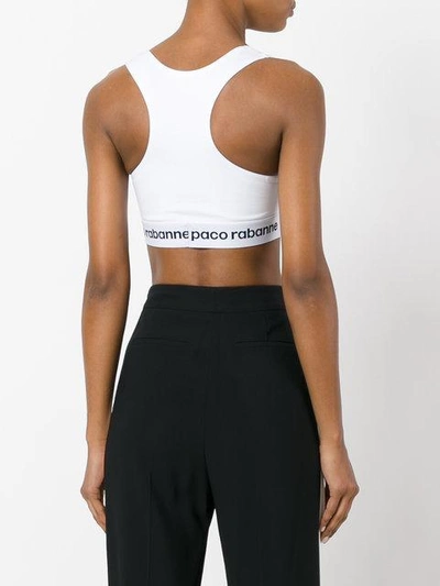 Shop Paco Rabanne Logo Cropped Tank Top In White