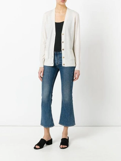 Shop Tory Burch Madeline Long-sleeve Cardigan In Neutrals