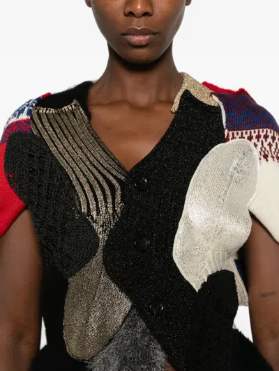 Junya Watanabe Mixed-material Patchwork Cardigan In Multi