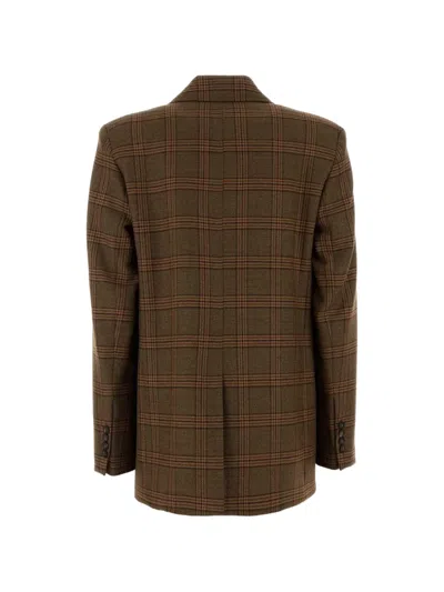 Mmc Studio Checked Wool Blazer In Brown