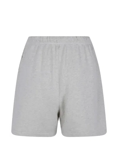 Essentials Drawstring Cotton Shorts In Silver