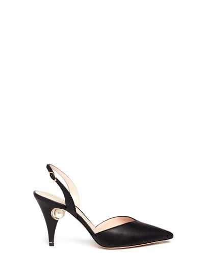 Shop Nicholas Kirkwood 'penelope' Faux Pearl Heel Slingback Leather Pumps