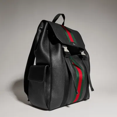 Gucci Web Trademark Medium Backpack In Black