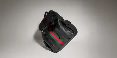 Gucci Web Trademark Medium Backpack In Black