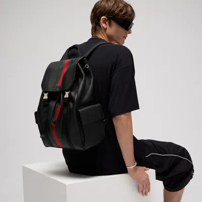 Gucci Web Trademark Medium Backpack In Black