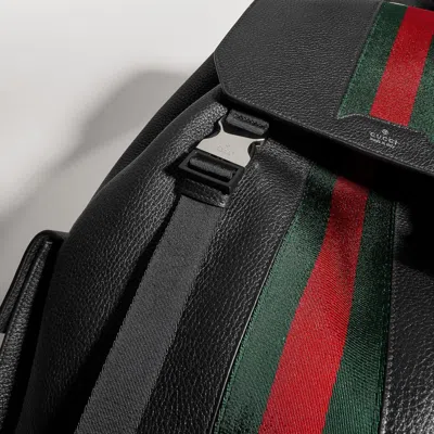 Gucci Web Trademark Medium Backpack In Black