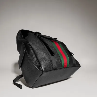 Gucci Web Trademark Medium Backpack In Black
