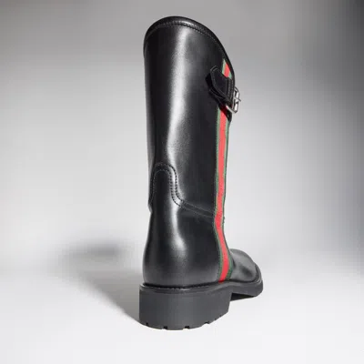 Gucci Web Stripe Boot In Black