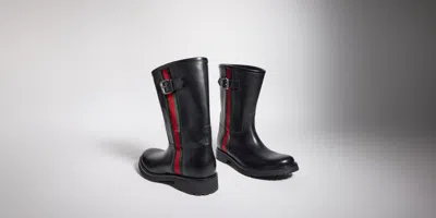 Gucci Web Stripe Boot In Black