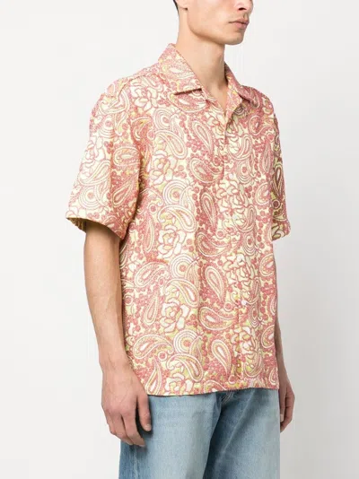 Bluemarble Man Shirt Light Yellow Size L Polyester In Red
