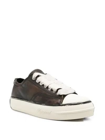 Represent Distressed Leather Sneakers In Black
