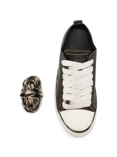 Represent Distressed Leather Sneakers In Black