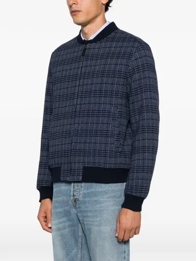 Etro Check-pattern Bomber Jacket In Blue