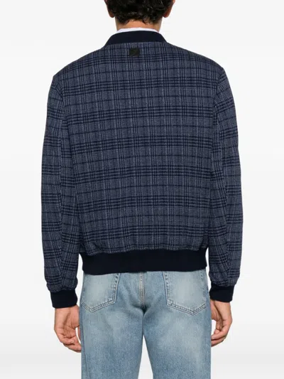 Etro Check-pattern Bomber Jacket In Blue