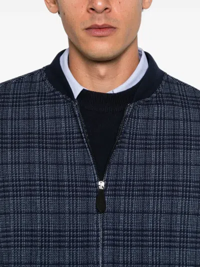 Etro Check-pattern Bomber Jacket In Blue