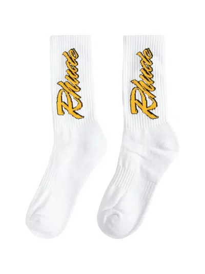 Rhude Legends Script Socks In White