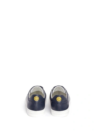 Shop Anya Hindmarch Smiley Print Leather Sneakers