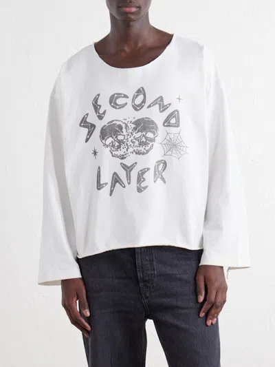 Second / Layer Distressed Printed Cotton-jersey T-shirt In White
