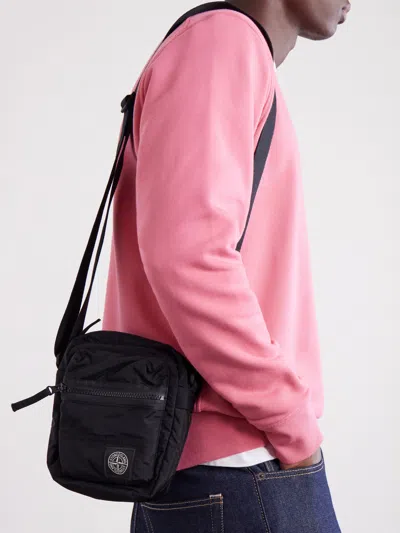 Stone Island Shell Messenger Bag In Black