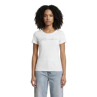 Ea7 White Elastane T-shirt In Metallic