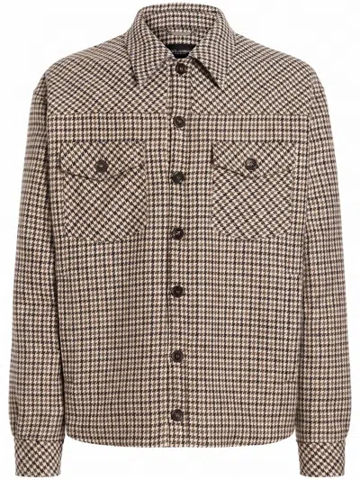 Dolce & Gabbana Brown Wool Oves Aries Full-length Jacket In Multi