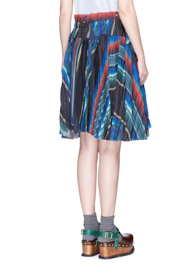 Shop Sacai Mexican Stripe Print Plissé Pleat Wrap Skirt