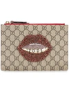 GUCCI embellished 'GG Supreme' fabric pouch,GLASS100%