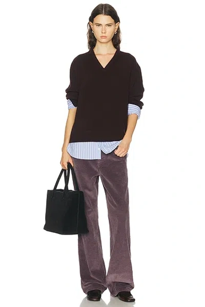 Acne Studios V Neck Pullover Wool Sweater Dark Brown In Brown
