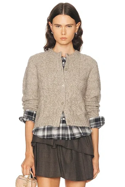 Acne Studios Kunch Cotton Flannel Cardigan In Brown
