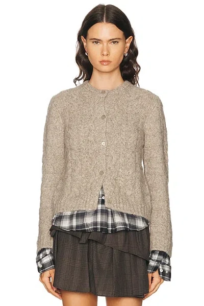 Acne Studios Kunch Cotton Flannel Cardigan In Brown