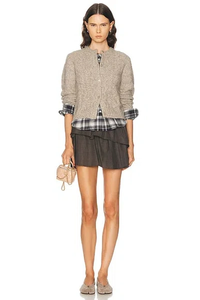 Acne Studios Kunch Cotton Flannel Cardigan In Brown
