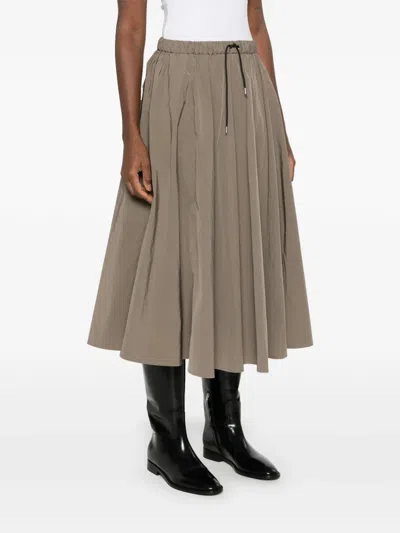 Cordera Technical Drawstring Midi Skirt In Neutral