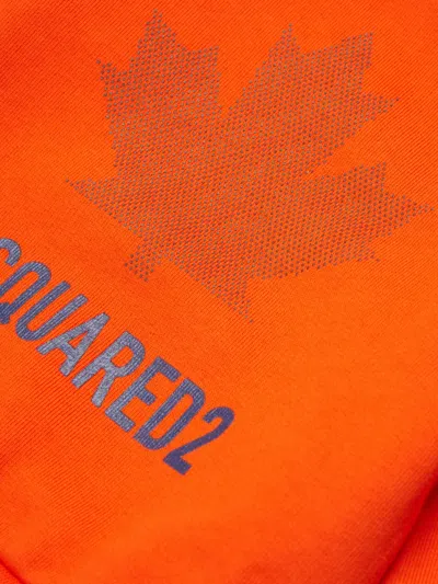 Dsquared2 Logo-print Maple-leaf Sweatshirt In Orange