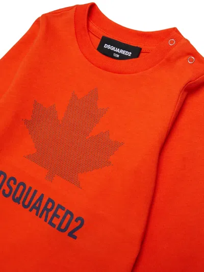 Dsquared2 Maple-leaf Logo-print T-shirt In Orange