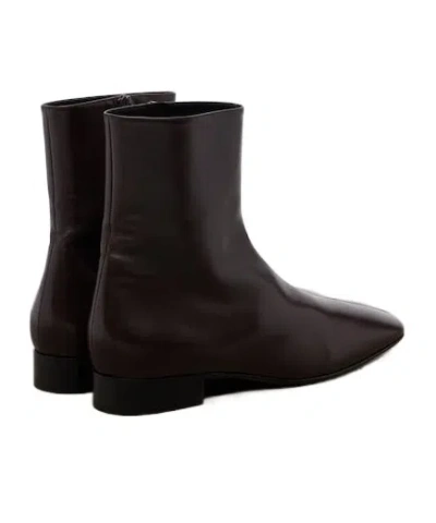The Row Solid Color Leather Ankle Boots In Multi