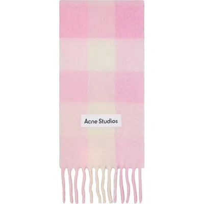 Acne Studios Vally Checked Wool-blend Scarf In Dlt Candy Pink/white