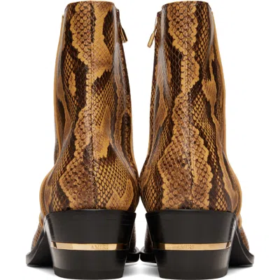Amiri Beige Python Embossed Ryder Boots In Animal Print