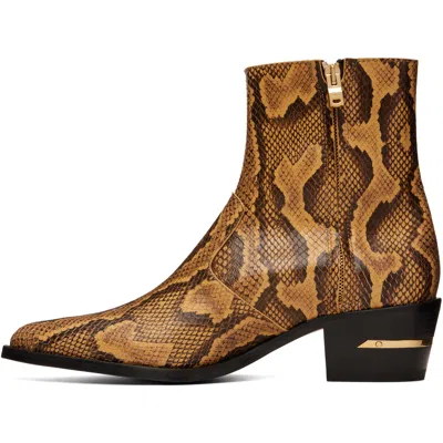 Amiri Beige Python Embossed Ryder Boots In Animal Print