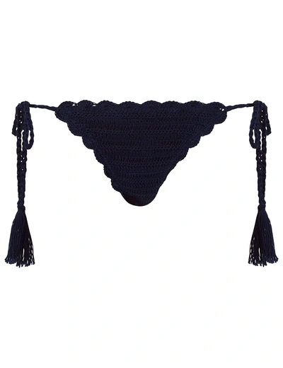 Anna Kosturova Navy Crochet Tie Side Bikini Bottoms