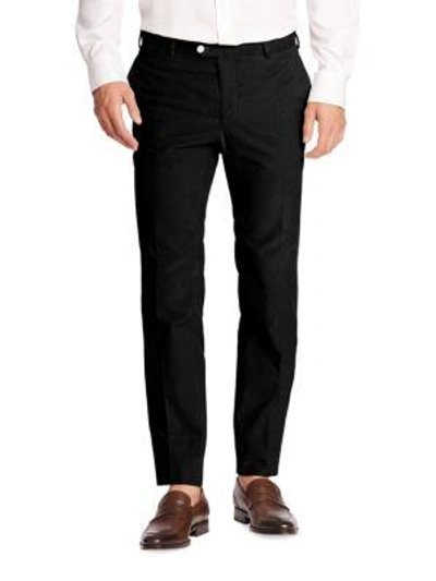 Shop Isaia Regular-fit Wool Pants In Black