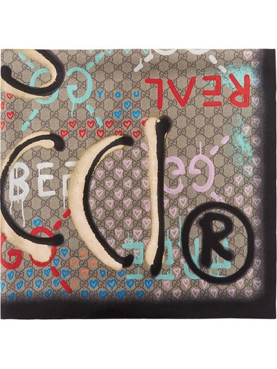 Gucci Ghost 'Life is Gucci' Monogram Printed Silk Square Scarf