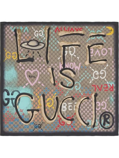 Life Is Square Silk Scarf Multicolor In Black